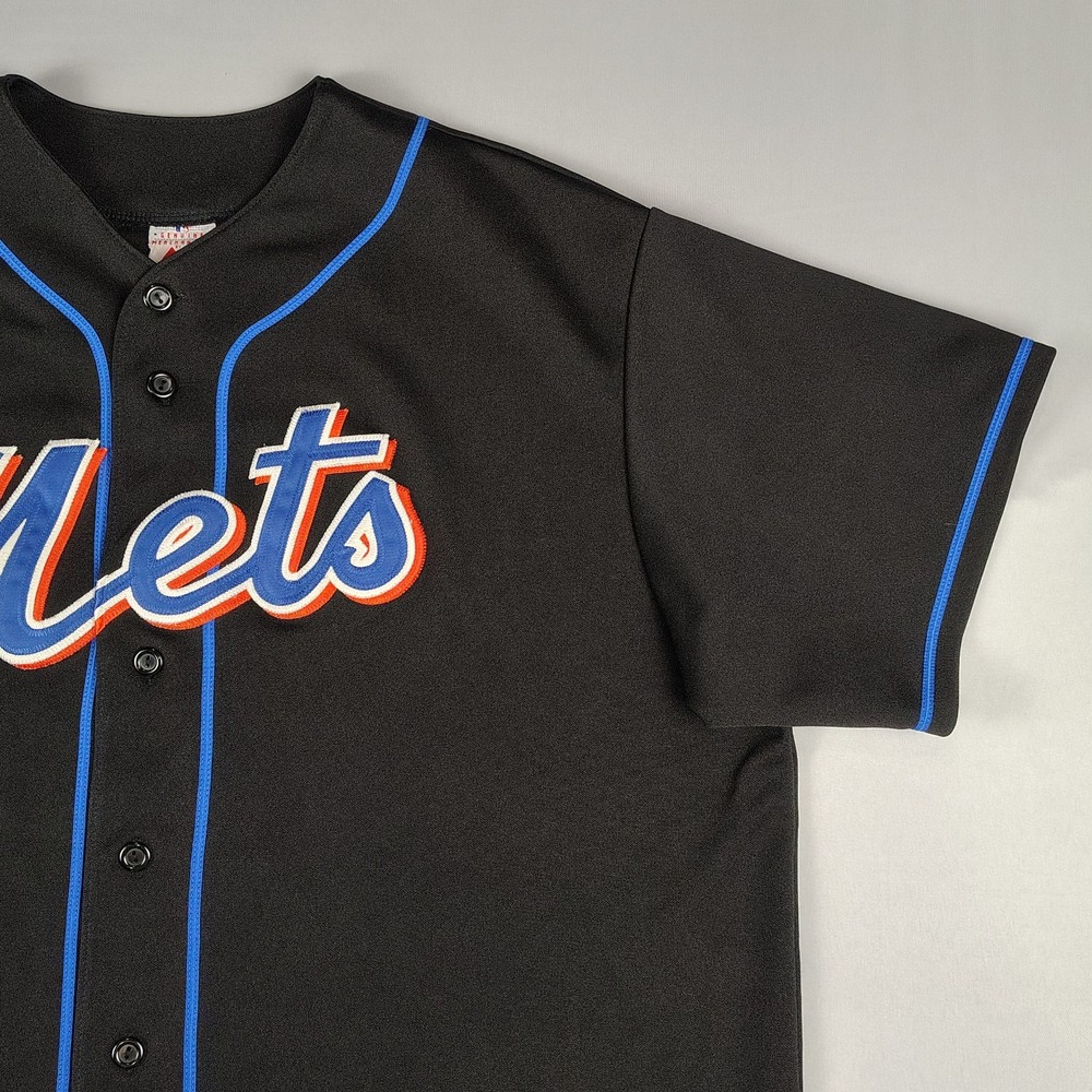 Vintage Majestic Jose Reyes #7 New York Mets Jersey Mens XL Black MLB Short Slv - Picture 8 of 16